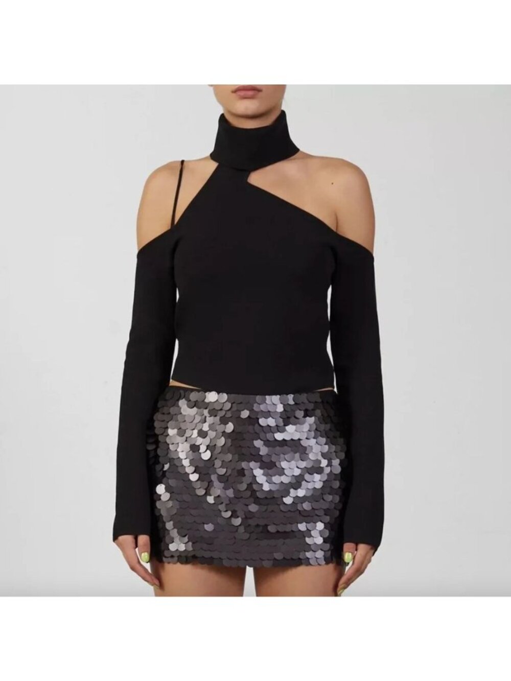 Gauge81 Lerma Off-Shoulder Knitted Top Black Womens Size XL